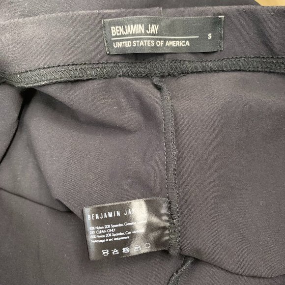 Benjamin Jay Leather Zip Ankle Leggings S Black Elastic Waist Pullon Mid Rise - Picture 6 of 6